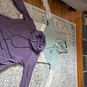 Purple and Green Hooded Tops